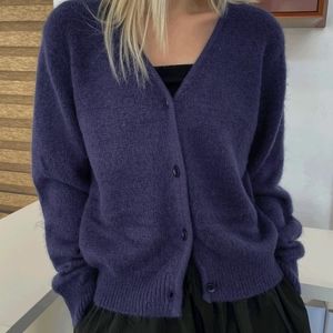 Beautiful purple mohair blend cardigan sweater